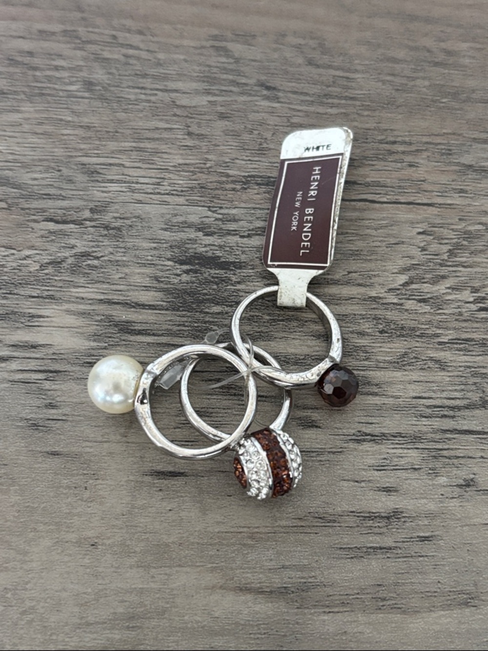Henri Bendel pearl stack ring set size 6 NWT - Picture 2 of 7